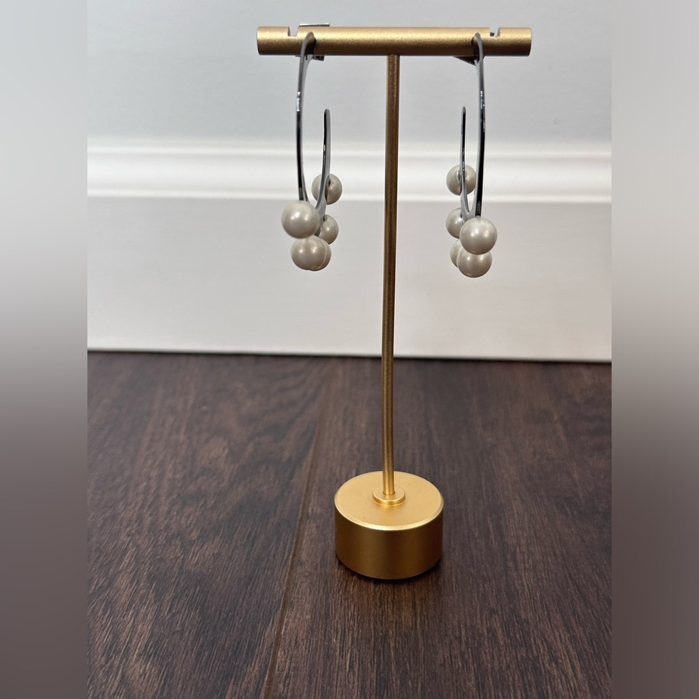 Alexis Bittar Gunmetal Pearl Studded Sheet Hoop Earring